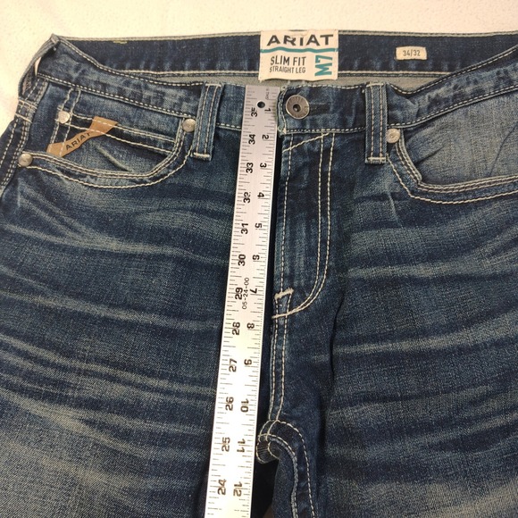 Ariat M7 Rocker Jeans Mens 34x32 Stretch Slim Fit Straight Coltrane Medium Wash - Picture 9 of 14